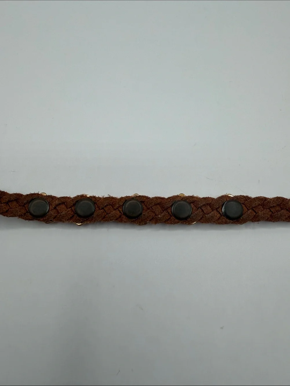 Brighton Bandit Braided Brown Leather Bracelet with Gold Heart Accents